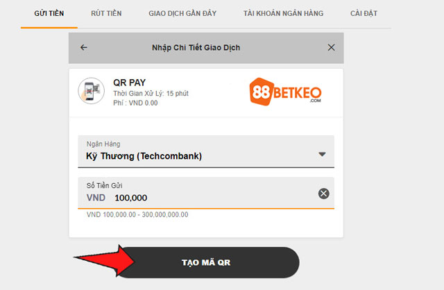 Hướng dẫn chi tiết cách nạp tiền 188Bet qua QR Pay